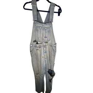 Big Smith Overall Unisex Hand Darned Patched Distressed Worn Grunge 36 x 29